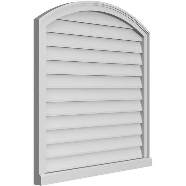 Arch Top Surface Mount PVC Gable Vent: Functional, W/ 2W X 2P Brickmould Sill Frame, 36W X 36H